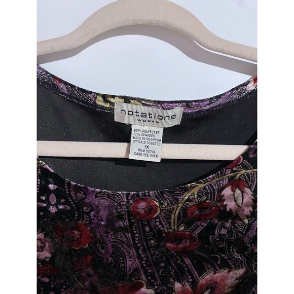 Velvet Burnout Blouse Top 1X Purple Floral Whimsigoth Fairygrunge Boho Feminine - Picture 6 of 10